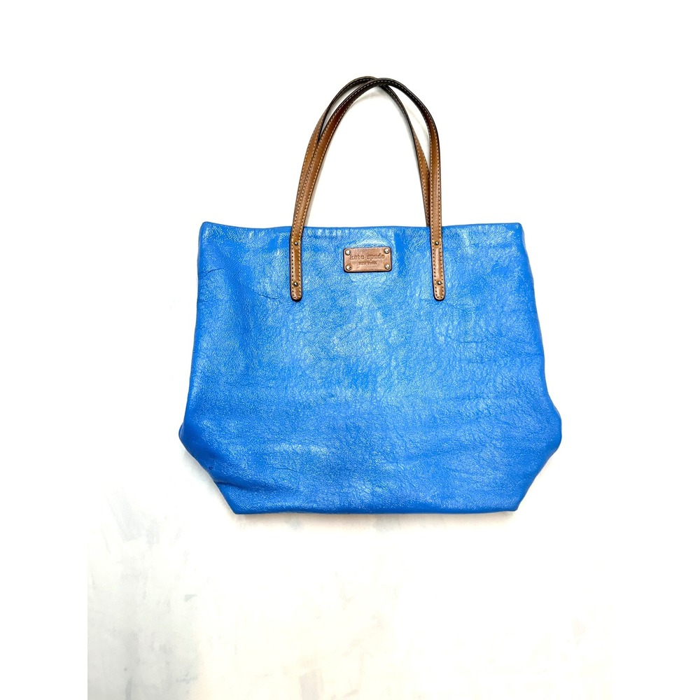 KATE SPADE Womens Medium Blue Patent Leather 16x13.5x6 Shoulder Tote Bag